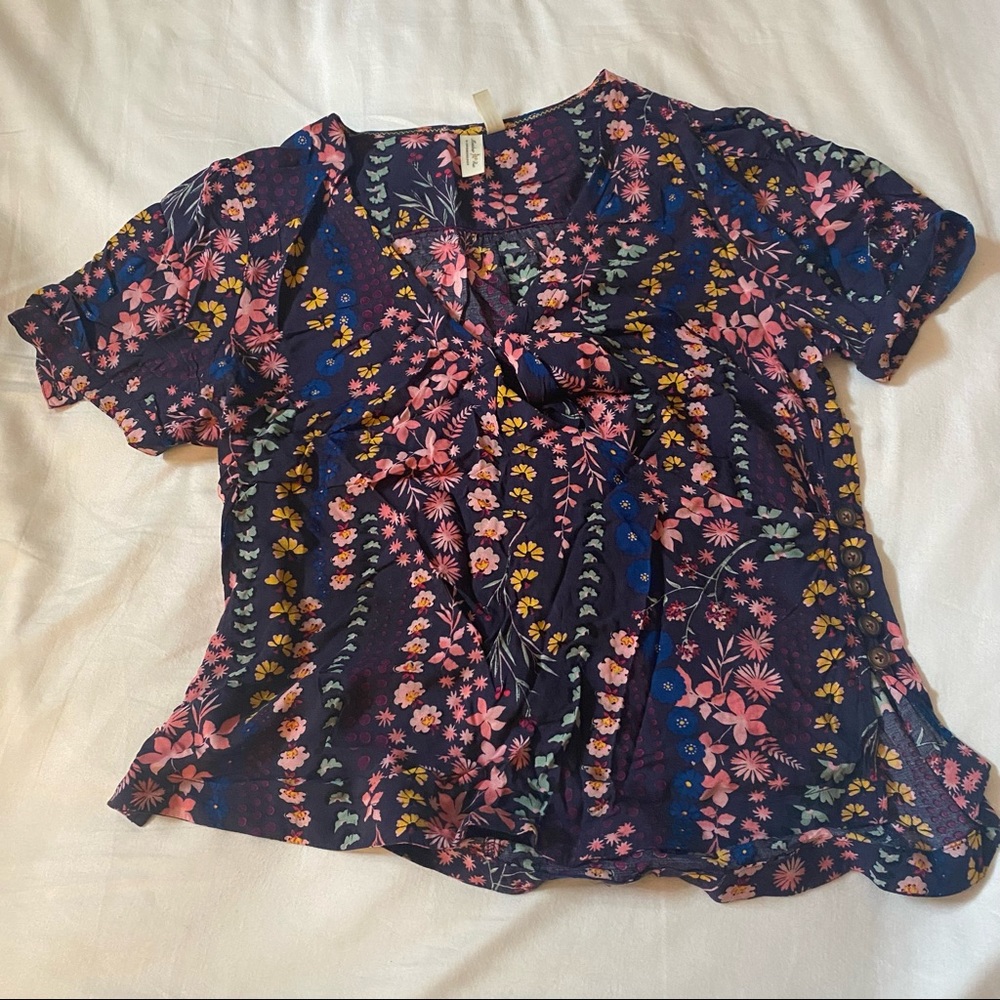 Anthropologie Meadow Rue Eldoret Floral Wrap Top size 8